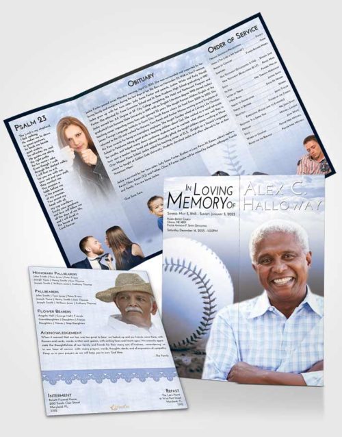 Obituary Funeral Template Gatefold Memorial Brochure Splendid Baseball Victory