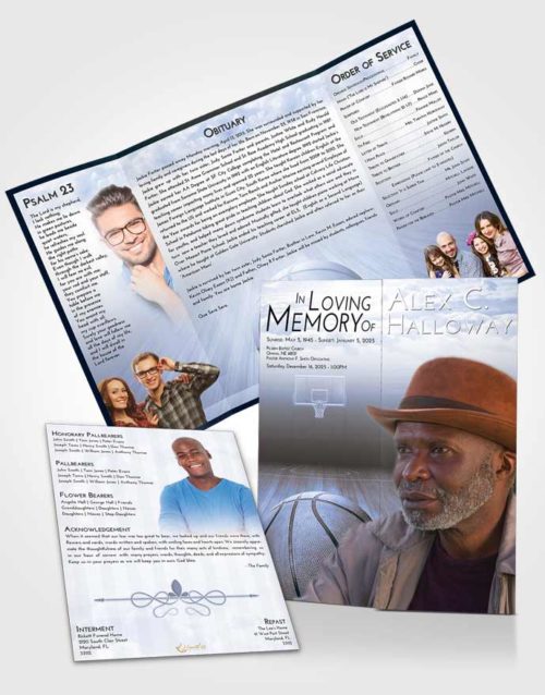 Obituary Funeral Template Gatefold Memorial Brochure Splendid Basketball Dreams