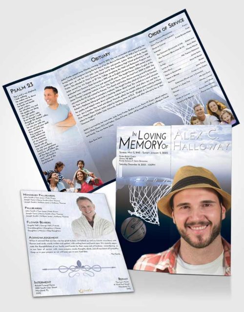 Obituary Funeral Template Gatefold Memorial Brochure Splendid Basketball Journey