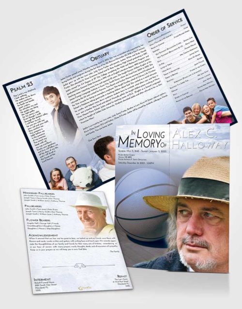 Obituary Funeral Template Gatefold Memorial Brochure Splendid Basketball Peace