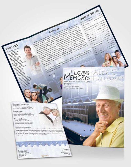 Obituary Funeral Template Gatefold Memorial Brochure Splendid Billiards Journey