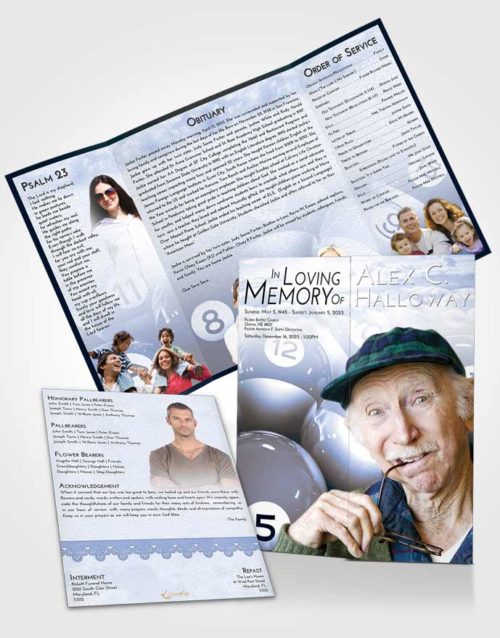 Obituary Funeral Template Gatefold Memorial Brochure Splendid Billiards Tournament