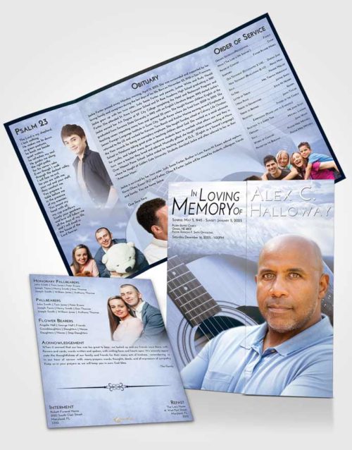 Obituary Funeral Template Gatefold Memorial Brochure Splendid Cowboy Heaven