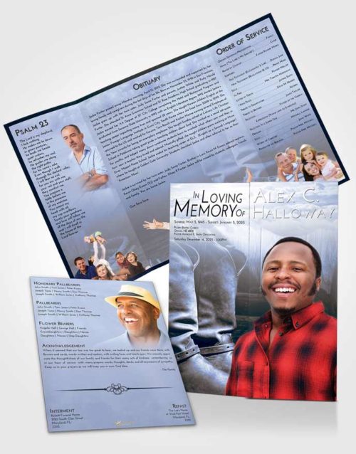 Obituary Funeral Template Gatefold Memorial Brochure Splendid Cowboy Love