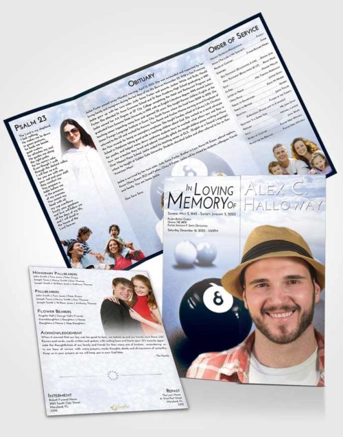 Obituary Funeral Template Gatefold Memorial Brochure Splendid Eight Ball