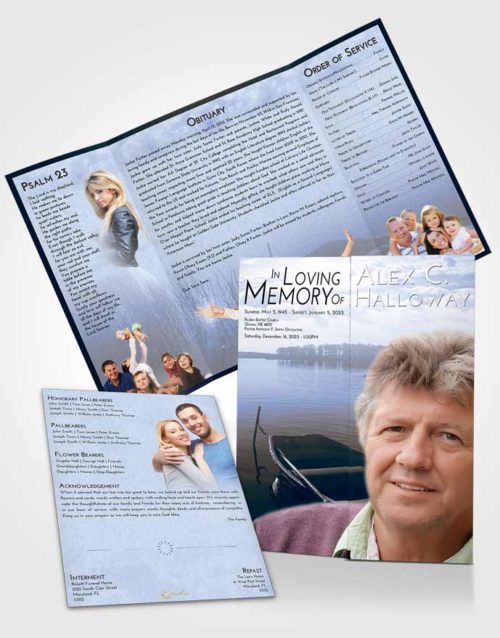 Obituary Funeral Template Gatefold Memorial Brochure Splendid Fishing Boat
