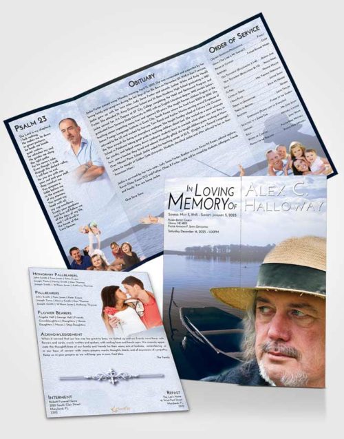 Obituary Funeral Template Gatefold Memorial Brochure Splendid Fishing Desire