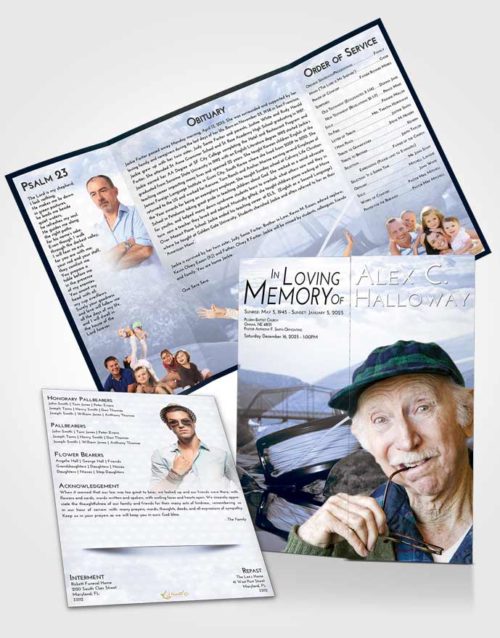 Obituary Funeral Template Gatefold Memorial Brochure Splendid Fishing Dreams