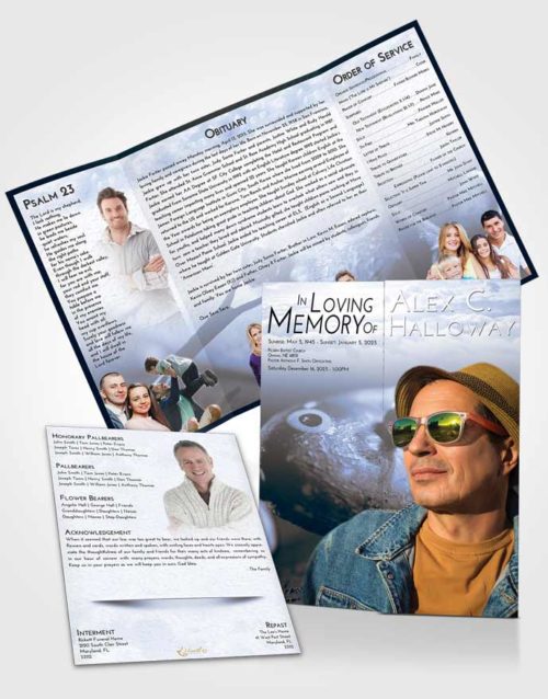 Obituary Funeral Template Gatefold Memorial Brochure Splendid Fishing Escape