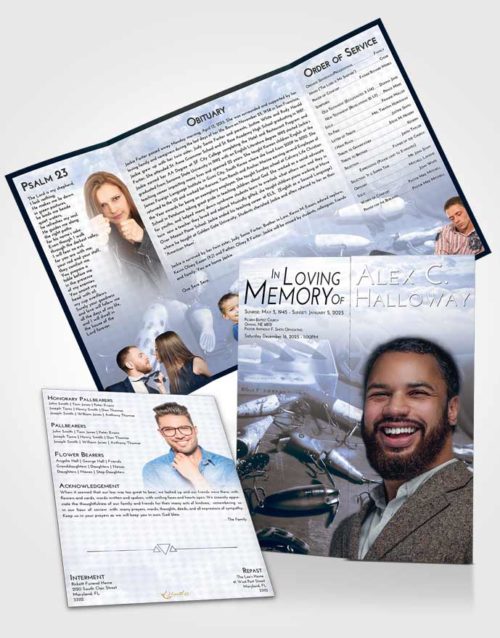 Obituary Funeral Template Gatefold Memorial Brochure Splendid Fishing Honor