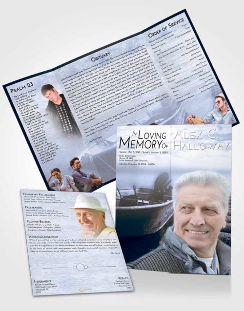 Obituary Funeral Template Gatefold Memorial Brochure Splendid Fishing Life