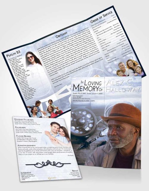 Obituary Funeral Template Gatefold Memorial Brochure Splendid Fishing Pride
