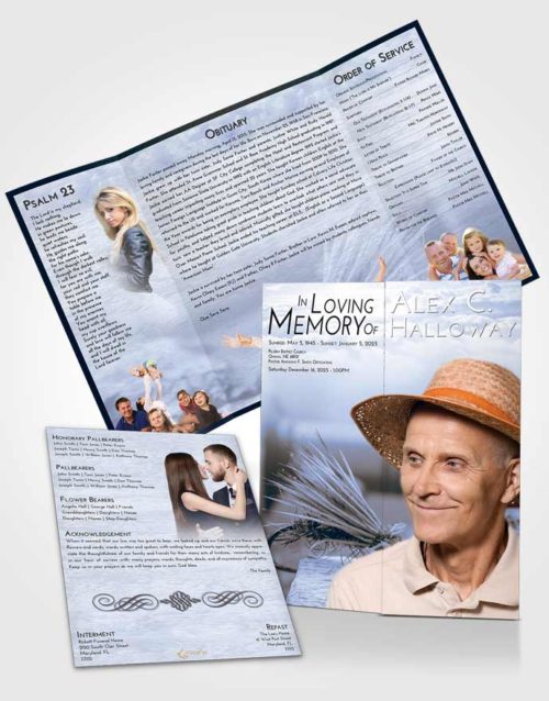 Obituary Funeral Template Gatefold Memorial Brochure Splendid Fishing Serenity