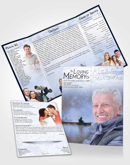 Obituary Funeral Template Gatefold Memorial Brochure Splendid Fishing Tranquility