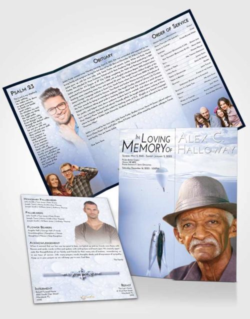 Obituary Funeral Template Gatefold Memorial Brochure Splendid Fishing in the Sea