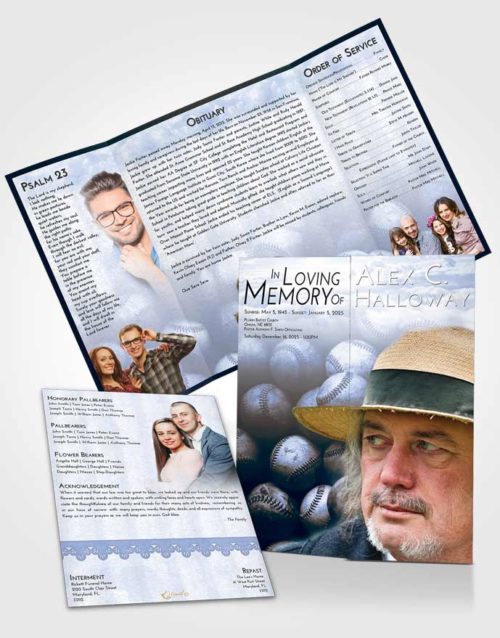 Obituary Funeral Template Gatefold Memorial Brochure Splendid Foul Ball