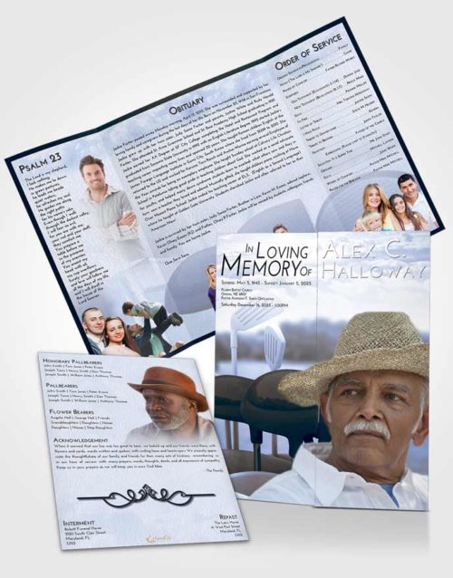 Obituary Funeral Template Gatefold Memorial Brochure Splendid Golf Fairway