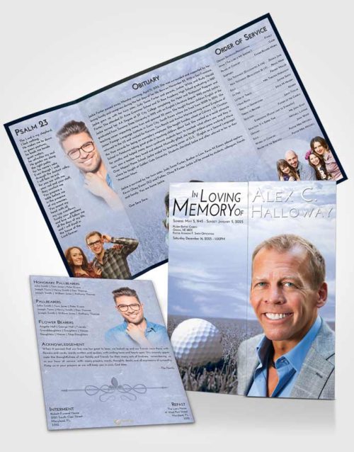 Obituary Funeral Template Gatefold Memorial Brochure Splendid Golf Serenity