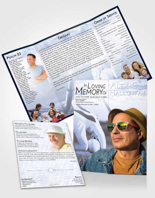 Obituary Funeral Template Gatefold Memorial Brochure Splendid Golf Tee