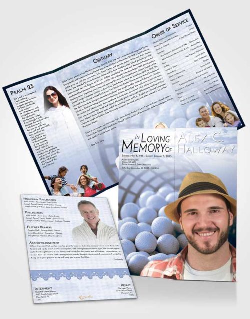 Obituary Funeral Template Gatefold Memorial Brochure Splendid Golf Tranquility