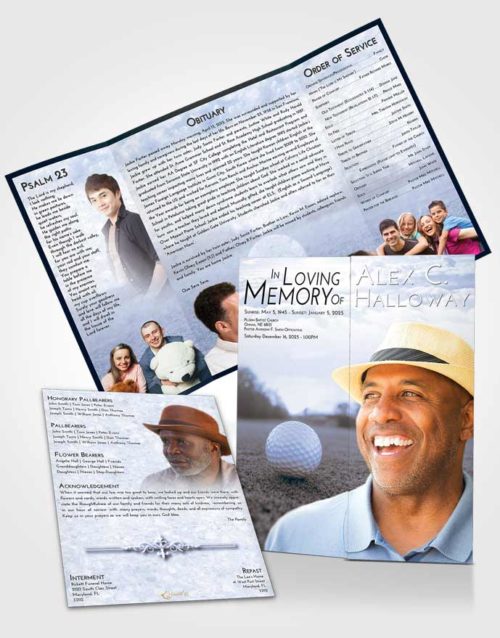 Obituary Funeral Template Gatefold Memorial Brochure Splendid Golfing Honor