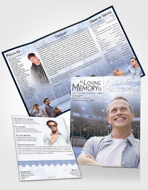 Obituary Funeral Template Gatefold Memorial Brochure Splendid Hockey Love