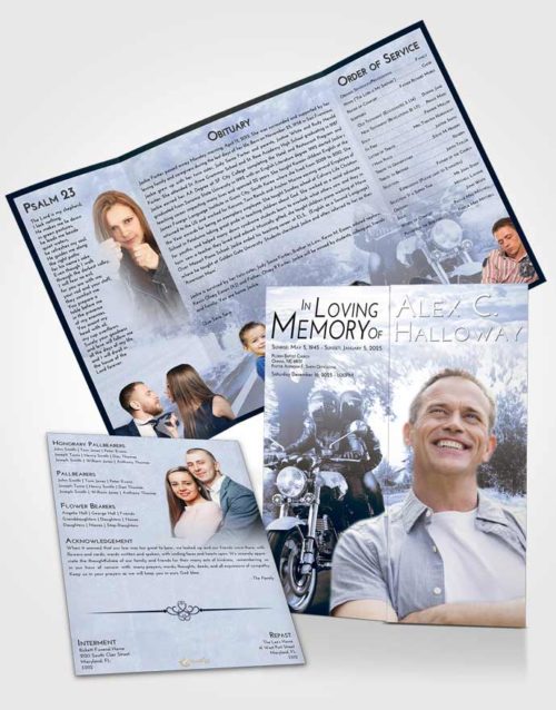Obituary Funeral Template Gatefold Memorial Brochure Splendid Motorcycle Days