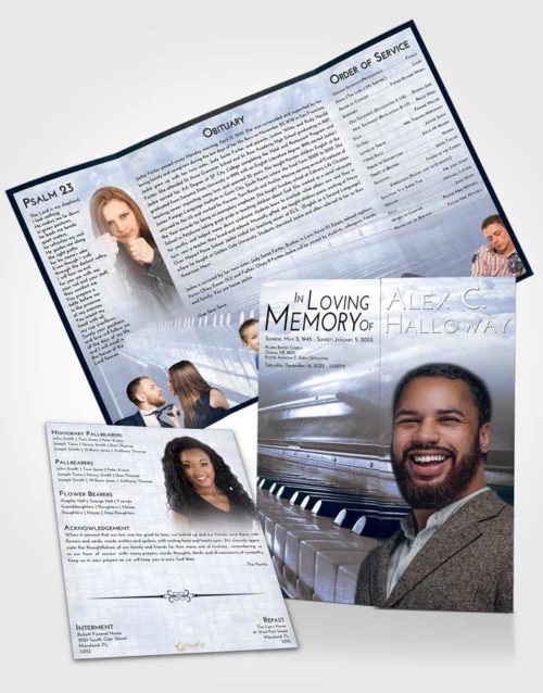 Obituary Funeral Template Gatefold Memorial Brochure Splendid Piano Passion