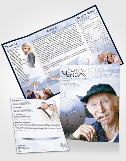 Obituary Funeral Template Gatefold Memorial Brochure Splendid Soccer Love