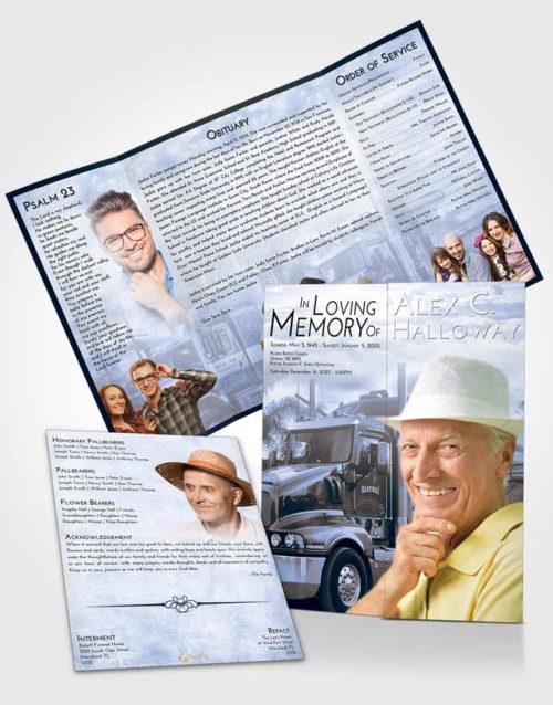 Obituary Funeral Template Gatefold Memorial Brochure Splendid Trucker Days