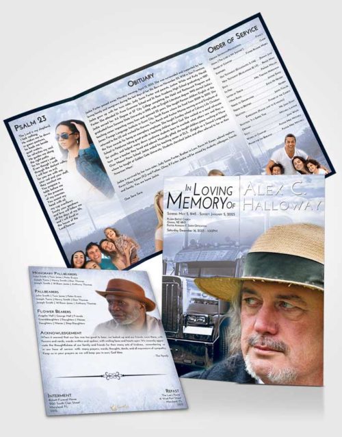 Obituary Funeral Template Gatefold Memorial Brochure Splendid Trucker Drive