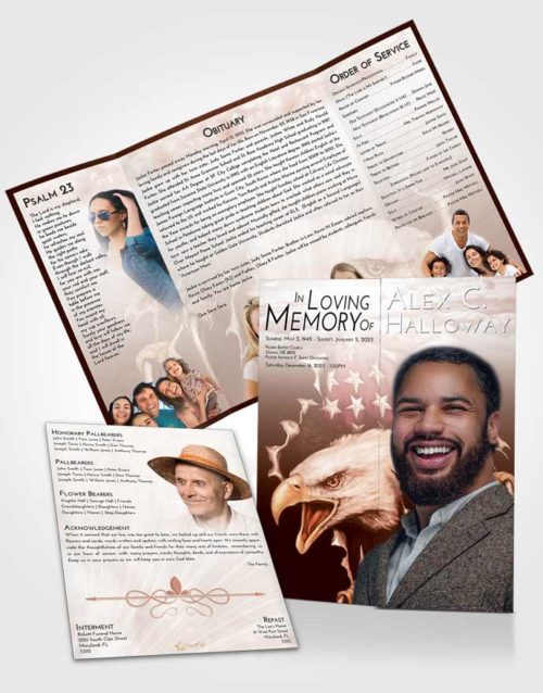 Obituary Funeral Template Gatefold Memorial Brochure Strawberry Love American Motorcycle