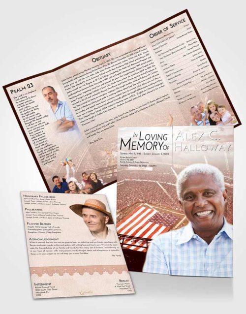 Obituary Funeral Template Gatefold Memorial Brochure Strawberry Love Football Stadium