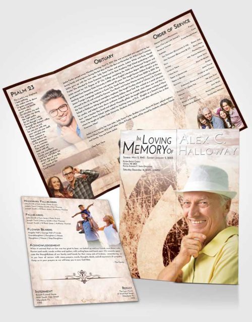 Obituary Funeral Template Gatefold Memorial Brochure Strawberry Love Harmonica
