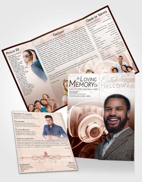 Obituary Funeral Template Gatefold Memorial Brochure Strawberry Love Music Alley