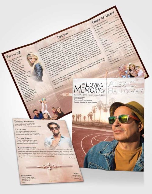 Obituary Funeral Template Gatefold Memorial Brochure Strawberry Love On the Court
