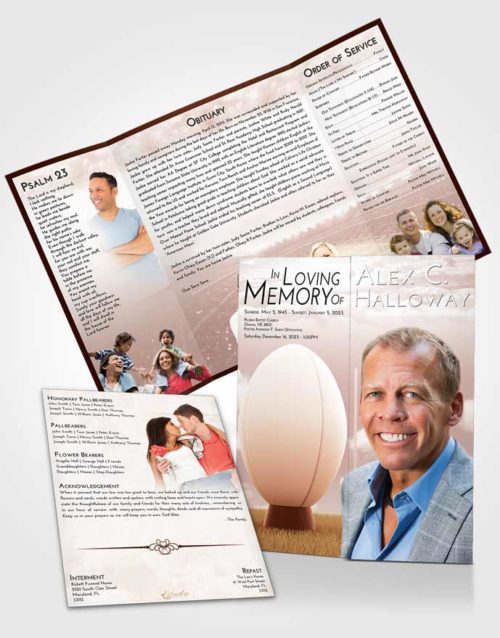 Obituary Funeral Template Gatefold Memorial Brochure Strawberry Love Rugby Honor