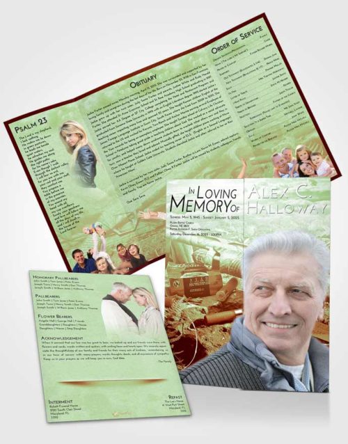 Obituary Funeral Template Gatefold Memorial Brochure Strawberry Mist Hunters Life
