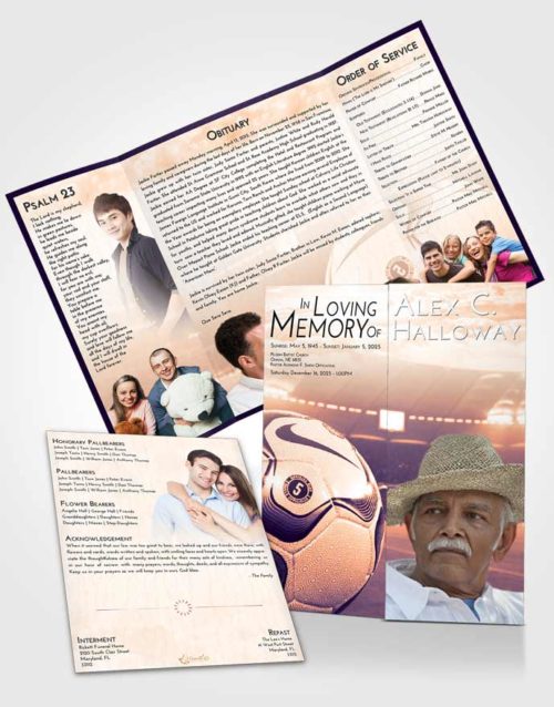 Obituary Funeral Template Gatefold Memorial Brochure Sunrise Sunset Soccer Life