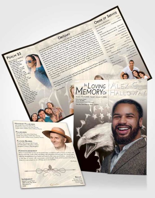 Obituary Funeral Template Gatefold Memorial Brochure Tranquil American Motorcycle