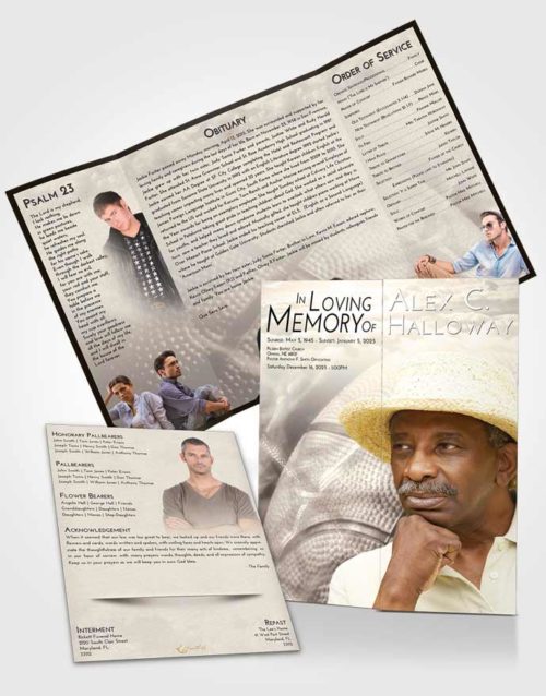 Obituary Funeral Template Gatefold Memorial Brochure Tranquil Basketball Fame
