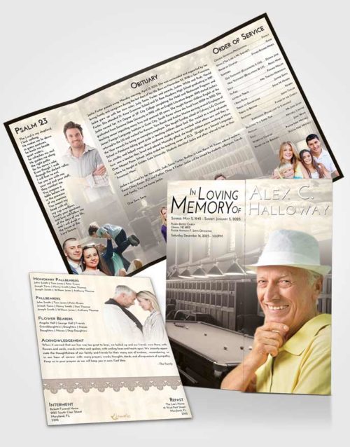 Obituary Funeral Template Gatefold Memorial Brochure Tranquil Billiards Journey
