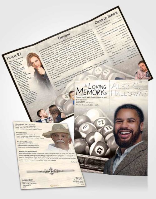Obituary Funeral Template Gatefold Memorial Brochure Tranquil Billiards Love