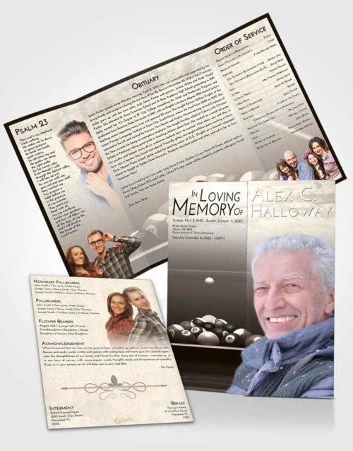 Obituary Funeral Template Gatefold Memorial Brochure Tranquil Billiards Pride
