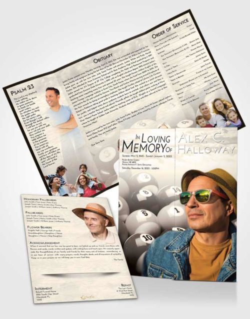 Obituary Funeral Template Gatefold Memorial Brochure Tranquil Billiards Serenity
