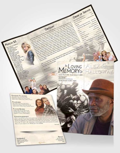 Obituary Funeral Template Gatefold Memorial Brochure Tranquil Boxing Animation
