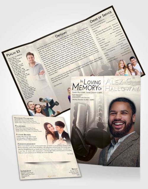 Obituary Funeral Template Gatefold Memorial Brochure Tranquil Boxing Day