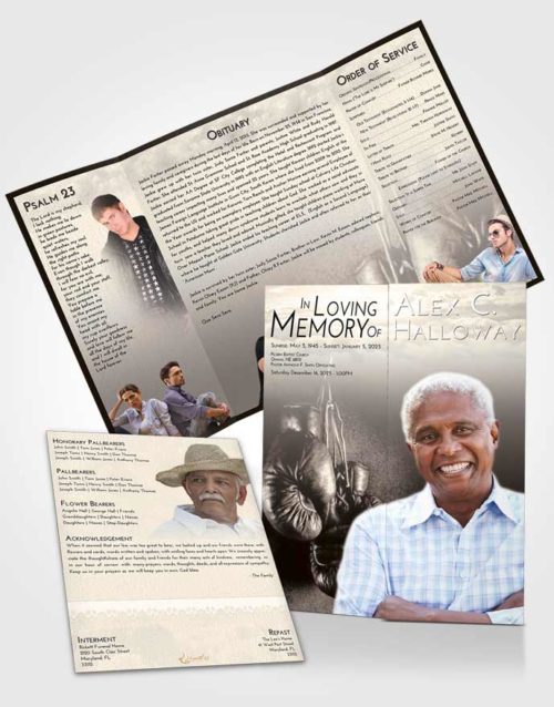 Obituary Funeral Template Gatefold Memorial Brochure Tranquil Boxing Serenity