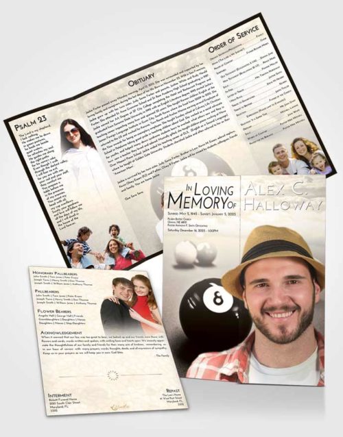Obituary Funeral Template Gatefold Memorial Brochure Tranquil Eight Ball