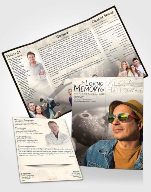 Obituary Funeral Template Gatefold Memorial Brochure Tranquil Fishing Escape